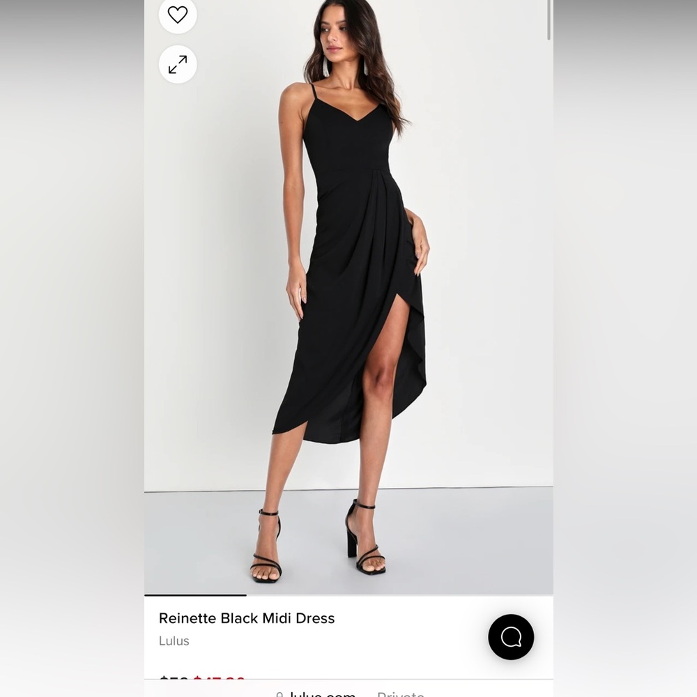 NWT - Lulus black cocktail dress with slit